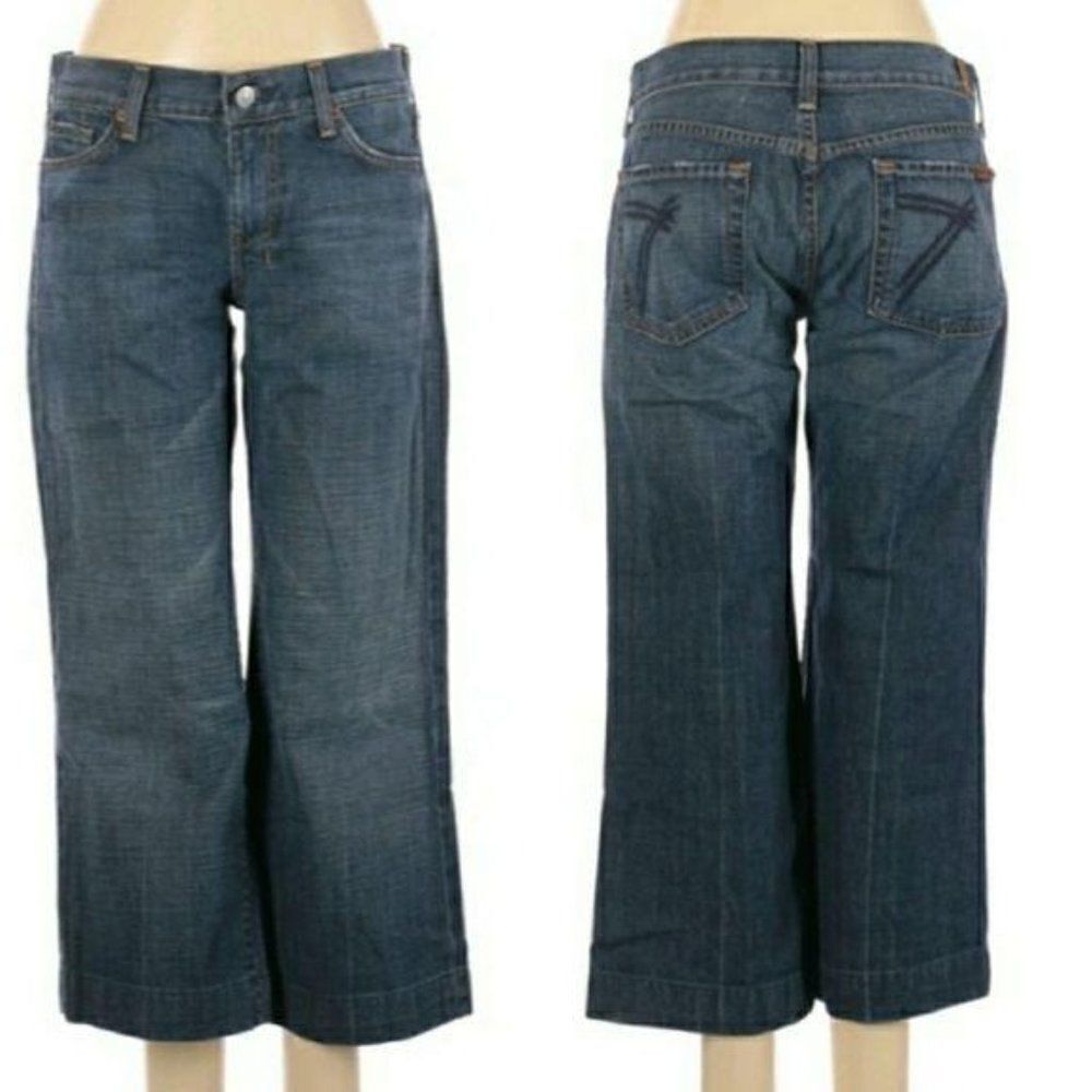 7 For All Mankind Dojo Mid Rise Relaxed‎ Straight Legged Cropped Jeans Size 29
